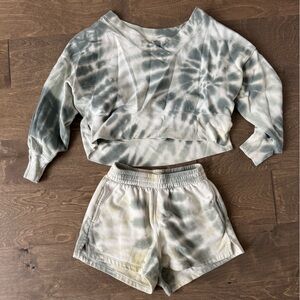 Abercrombie cozy Tie-Dye Crop Top and Long Sleeve Set